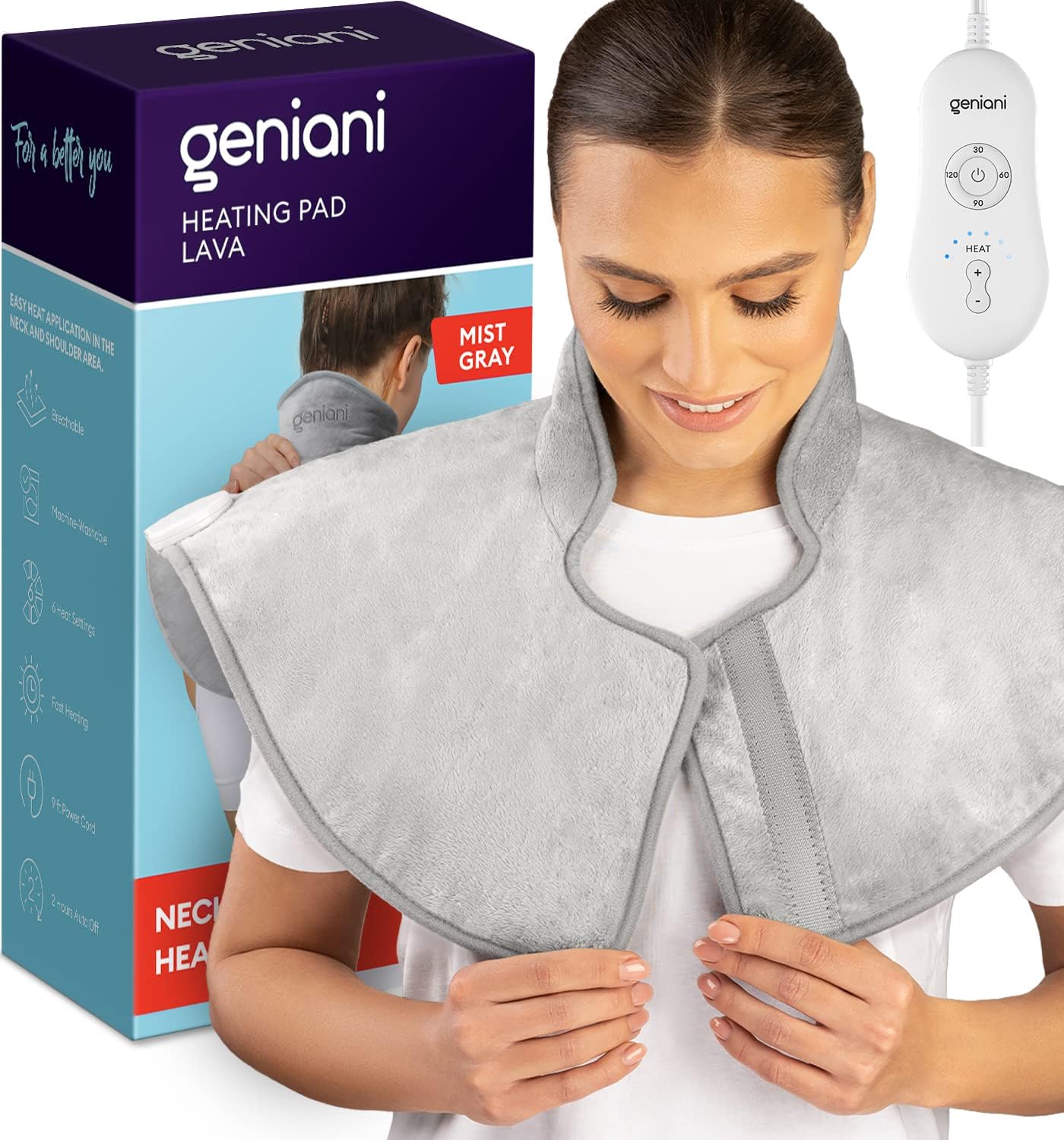 Electric Heated Neck & Shoulder Wrap Deep Comfort Heat Pad